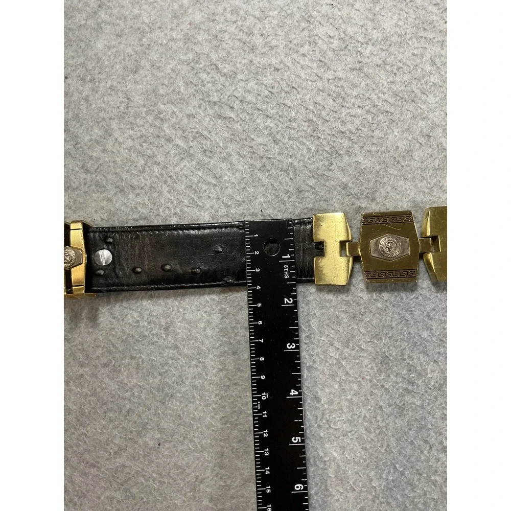 Veretta Belts Mens 38 Black Ostrich Leather Gold Medallion Key Belt Mexico 1567